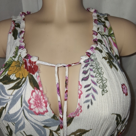 Bila Floral Midi Dress with Pink and Green Accents.summer Breeze Boho Sz L - Picture 15 of 16